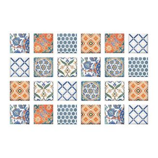 sheet adhesive tiles floral 10x10cm 24pcs