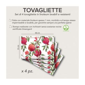 Qualità Set di 4 Tovagliette Pomegranate