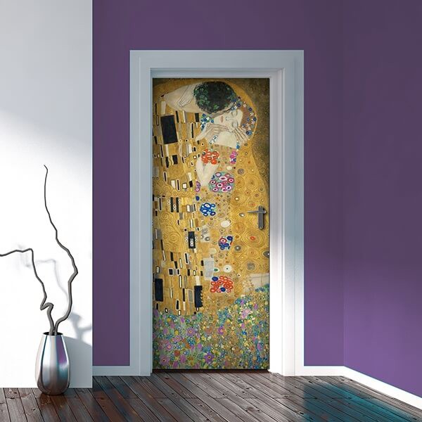 Adesivo porte interne Rivestimento per porta - Il Bacio - Gustav Klimt  Dimensione Porta L 83 x H 210 cm